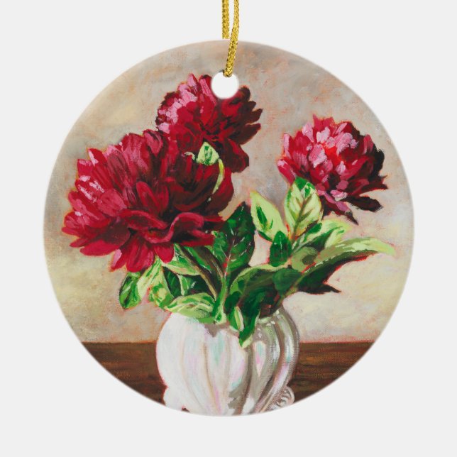 Ornement en céramique - "Peonies de l'après-midi" (Devant)