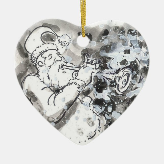 Ornement En Céramique "Père Noël bariolé " (Devant)