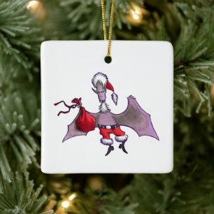 Ornement En Céramique Père Noël Bat carré ornement céramique