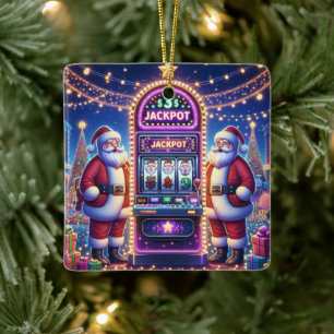 Ornement En Céramique Père Noël Casino Machine à sous Noël