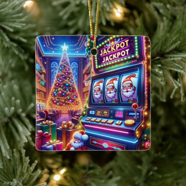 Ornement En Céramique Père Noël Casino Machine à sous Noël (Arbre)