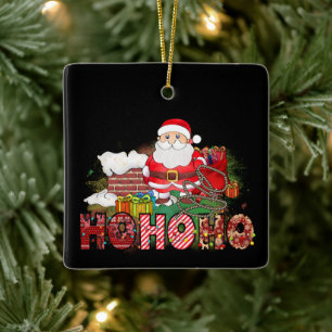 Ornement En Céramique Père Noël Chimney Cadeaux Ho Ho Ho