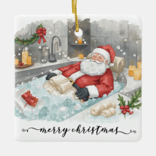 Ornement En Céramique Père Noël dans le spa de la salle de bain thème de