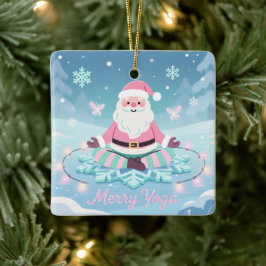 Ornement En Céramique Père Noël de yoga rose méditation Noël