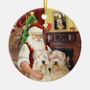 Ornement En Céramique Père Noël des terriers à roues (DEUX)