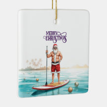 Père Noël en paddle — Noël côtier de vacances de N