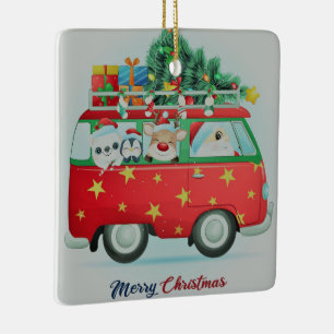 Ornement En Céramique Père Noël Et Amis