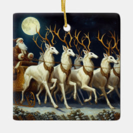Ornement En Céramique Père Noël Et Zoi Deer