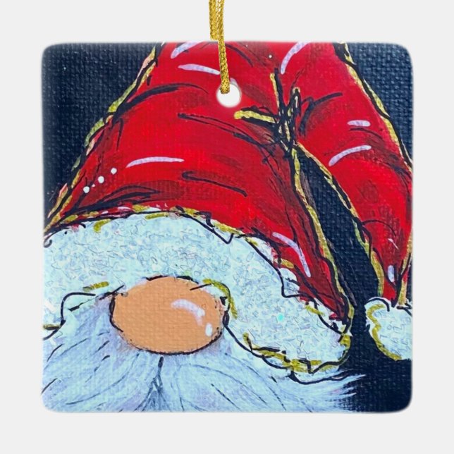 Ornement En Céramique Père Noël Gnome (Devant)