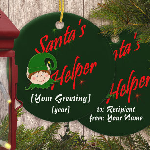 Ornement En Céramique Père Noël Helper Cute Elf Personnalisé Noël