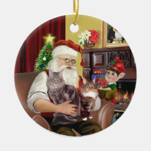 Ornement En Céramique Père Noël - Maine Coon cat 10