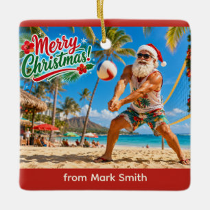 Ornement En Céramique Père Noël Noël Volleyball de plage