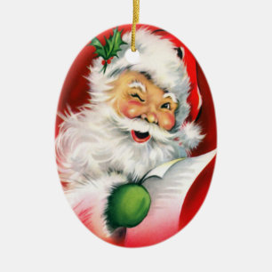 Ornement En Céramique Père Noël personnalisé clignant de l'oeil