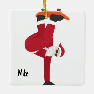 Ornement En Céramique Père Noël personnalisé favori Skateboarder