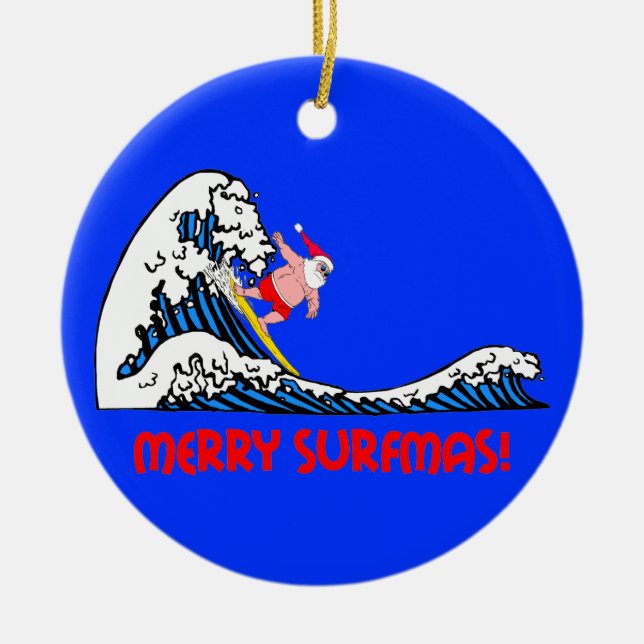 Ornement En Céramique Père Noël surfant (Devant)