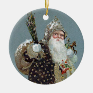 Ornement En Céramique Père Noël victorienne transportant des cadeaux Orn
