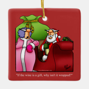 Ornement En Céramique Père Noël Vin Humour de vacances