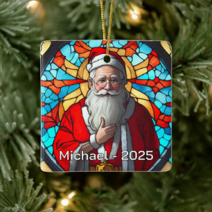 Ornement En Céramique Père Noël vitrail intemporel