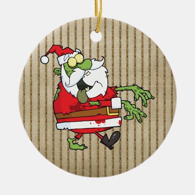 Ornement En Céramique Père Noël Zombie (Devant)