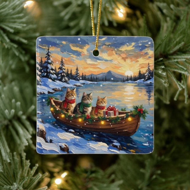 Ornement En Céramique Persian Cat Christmas Boat Holiday (Arbre)