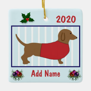 Ornement En Céramique Personalized Dachshund - Doxie Puppy Dog - Red