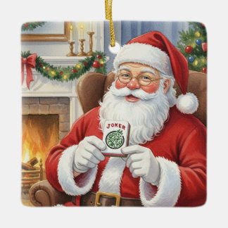 Ornement En Céramique Personalized Funny Santa Bring Me a Joker Mahjong