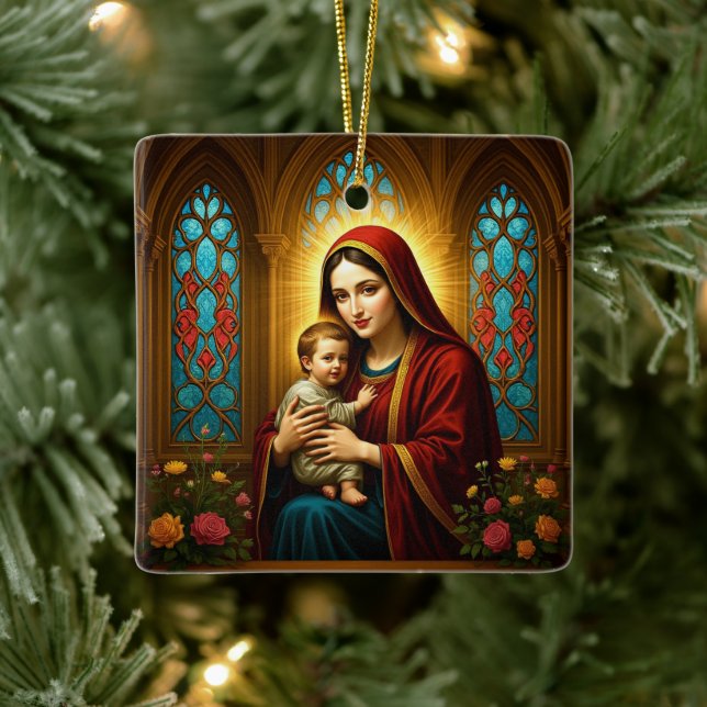 Ornement En Céramique Personalized Madonna and Child Christmas  (Arbre)