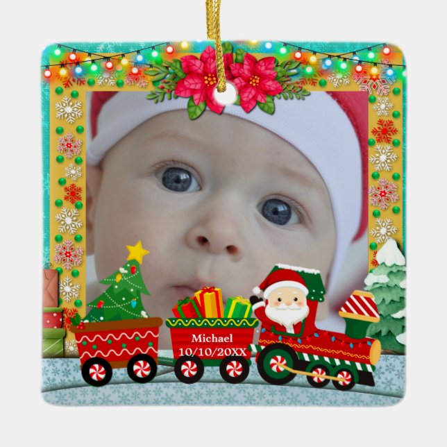 Ornement En Céramique Personalized North Pole Express Photo Christmas (Devant)