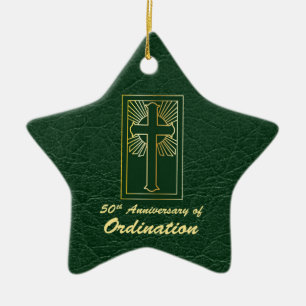 Ornement En Céramique Personnalisable 50e anniversaire de Ordination Gre