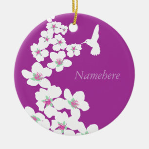 Ornement En Céramique Personnalisable : Rose de colibri