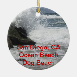 Ornement En Céramique Personnalisable San Diego, Ocean Beach, CA Cadeaux