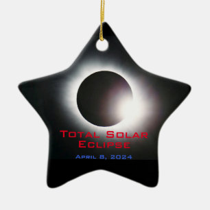 Ornement En Céramique Personnalisable USA Total éclipse solaire 2024