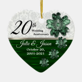 Ornement En Céramique Personnalisé - 20e anniversaire de joaillerie d'ém