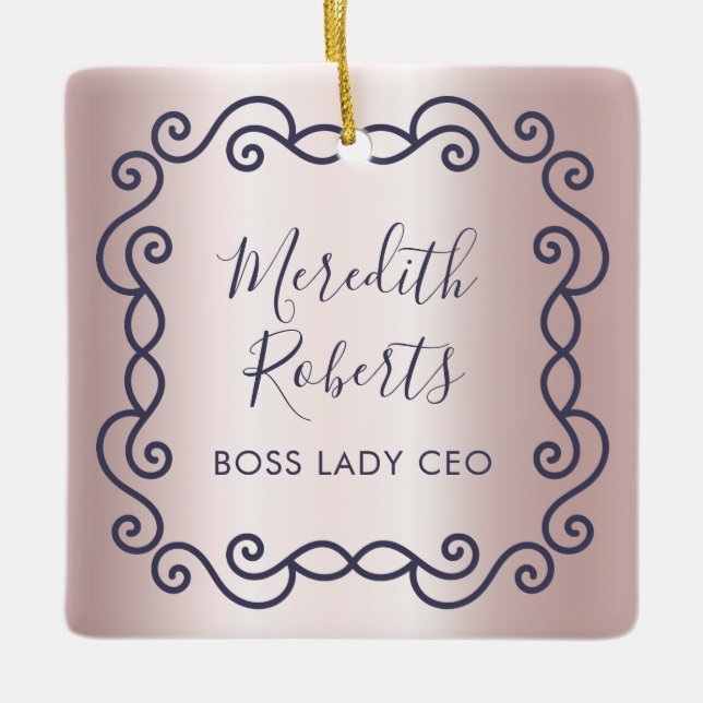 Ornement En Céramique Personnalisé Boss Lady PDG Blush Metallsaké (Devant)