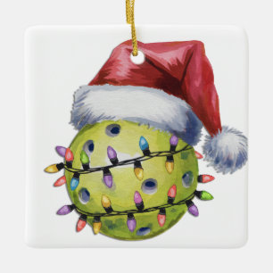 Ornement En Céramique Personnalisé Cute Père Noël Favori Pickleball