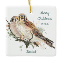 Personnalisé Date Noël Aquarelle Kestrel, Faucon