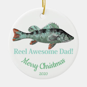 Ornement En Céramique Personnalisé Date Noël Reel Awesome Papa Pêcheur