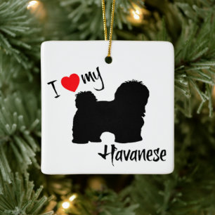 Ornement En Céramique PERSONNALISÉ J'aime mon chien Havanais