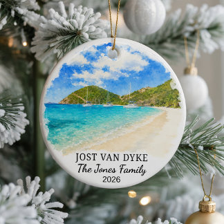 Ornement en céramique personnalisé Jost Van Dyke,