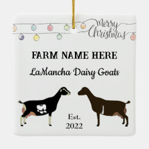 Ornement En Céramique Personnalisé LaMancha Chèvre laitière Blanc Noël
