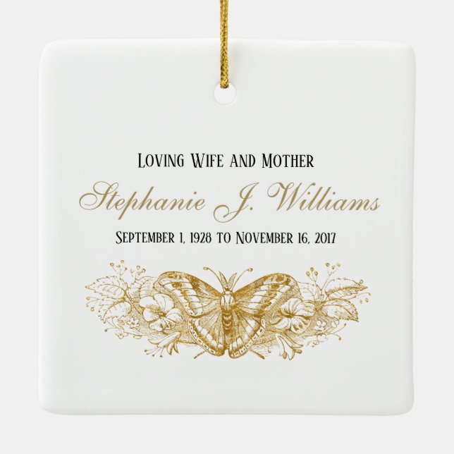 Ornement En Céramique Personnalisé Memorial Feminine Keepsaké (Dos)