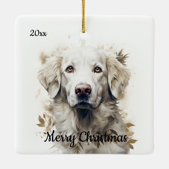 Ornement En Céramique Personnalisé Noël Great Pyrenees Chien animal (Dos)