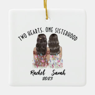 Ornement En Céramique Personnalisé Personnalisé 2 soeurs