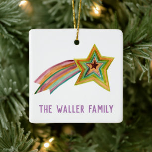 Ornement En Céramique PERSONNALISER d'aquarelle Star de la famille IT