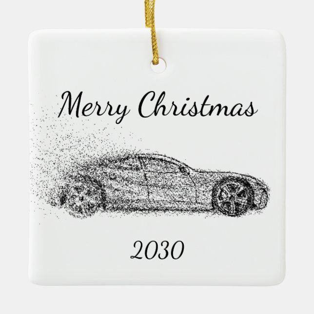 Ornement En Céramique Personnaliser Daté Noël Sports Automobile (Devant)