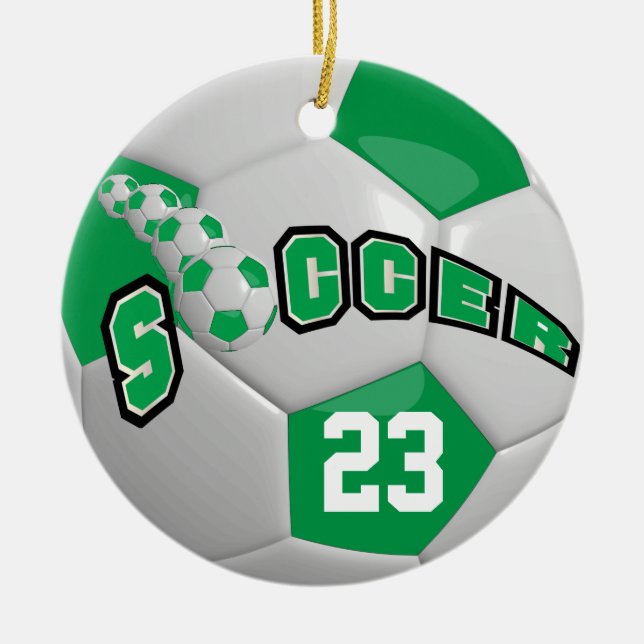 Ornement En Céramique Personnaliser le ballon de football | Vert (Devant)