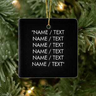 Ornement En Céramique Personnaliser Nom texte minimaliste élégant noir b