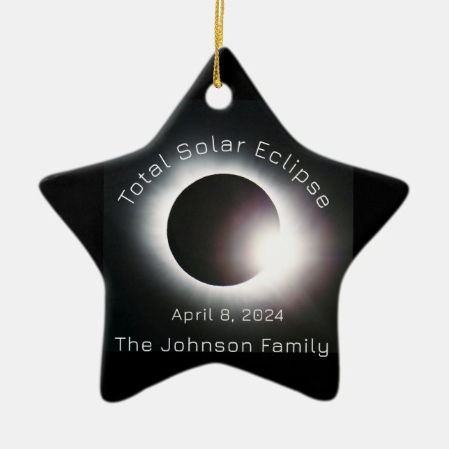Ornement En Céramique Personnaliser Total éclipse solaire 2024 (Devant)