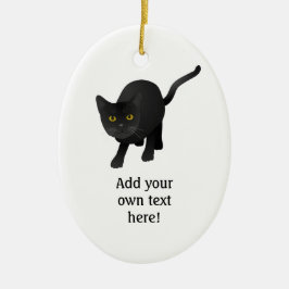 Ornement En Céramique Personnaliser un chat noir mignon