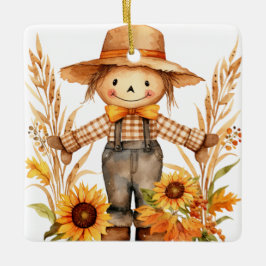 Ornement En Céramique Personnalisez Les Souhaits D'Automne Scarecrow Et